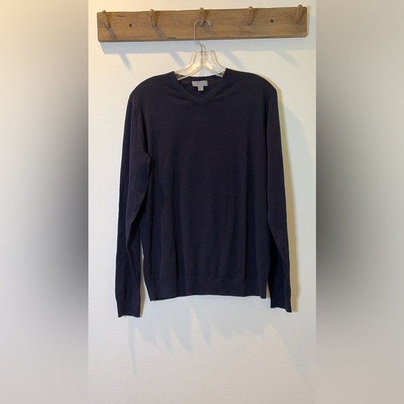 COS men’s size S cotton silk v neck sweater navy blue - Picture 1 of 5